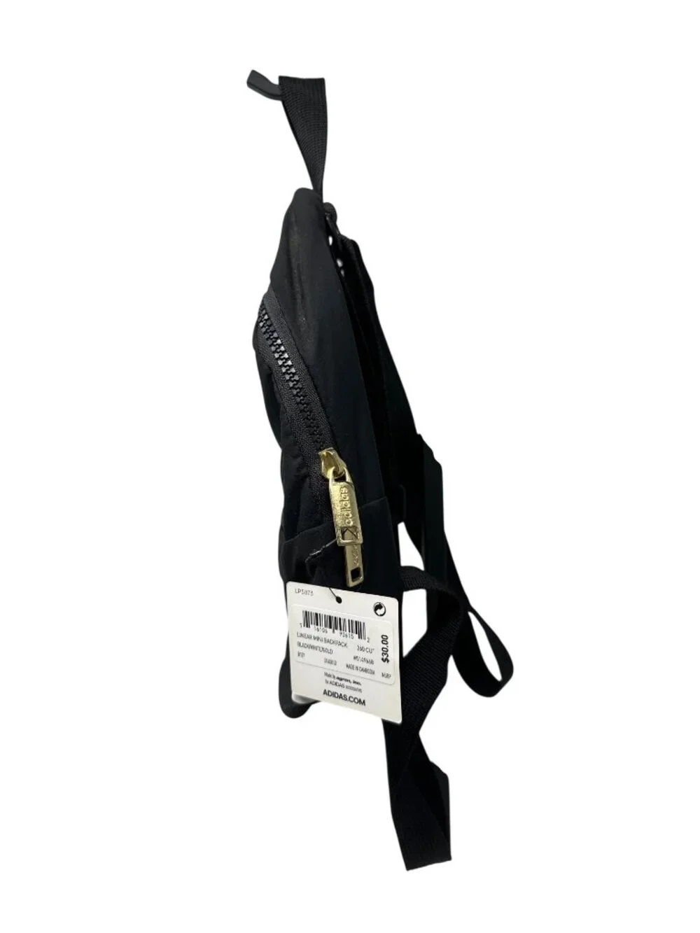 Adidas Linear Mini Backpack Black/White With Gold Zippers